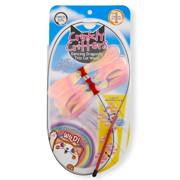 Necoichi Crinkly Critters Dancing Dragonfly Trio Cat Wand